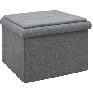Grauer DuneDesign Sitzhocker mit Stauraum aus Filz, 56x56x40 cm.