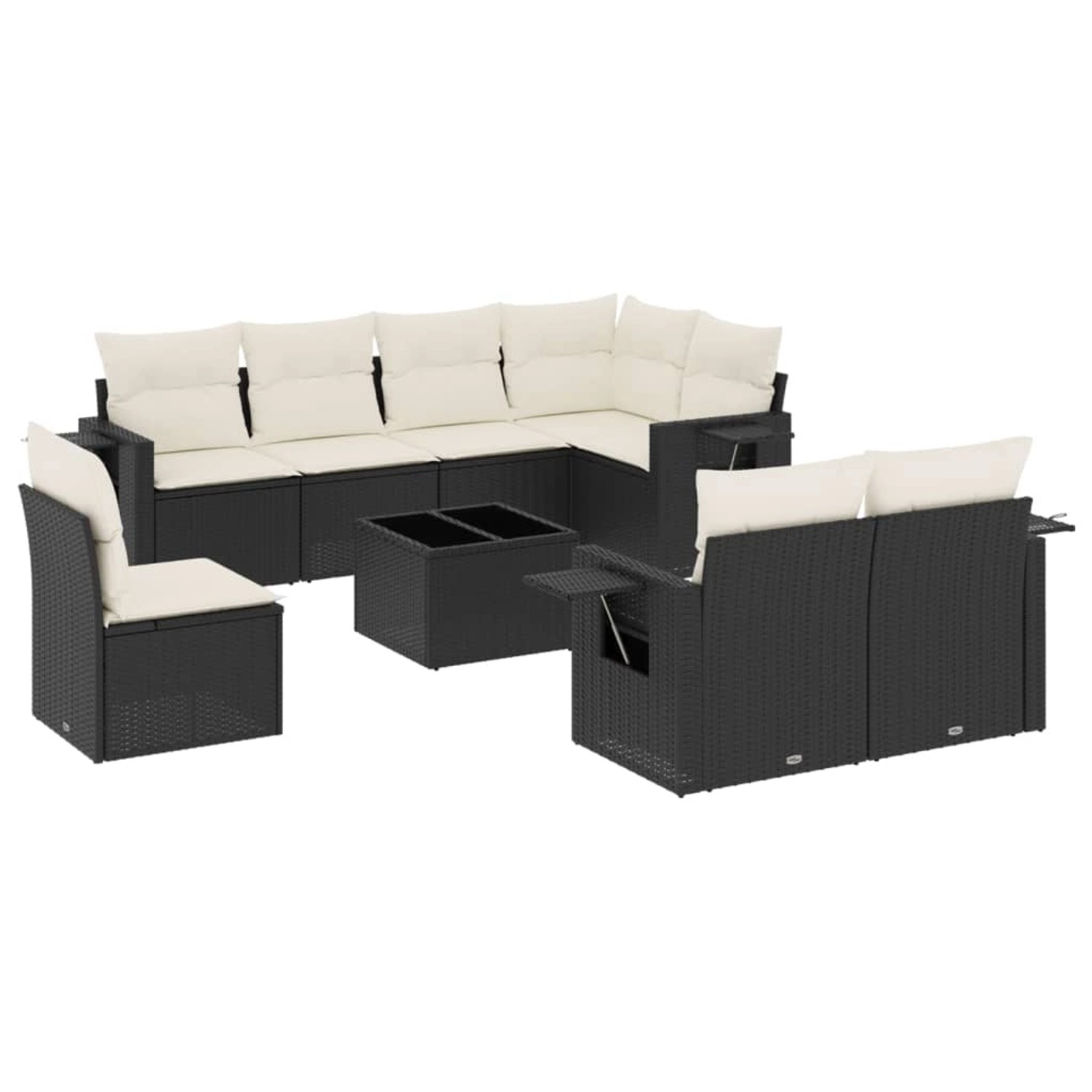 vidaXL 9-Tlg Garten-Sofagarnitur mit Kissen Schwarz Poly Rattan 3220445 günstig online kaufen