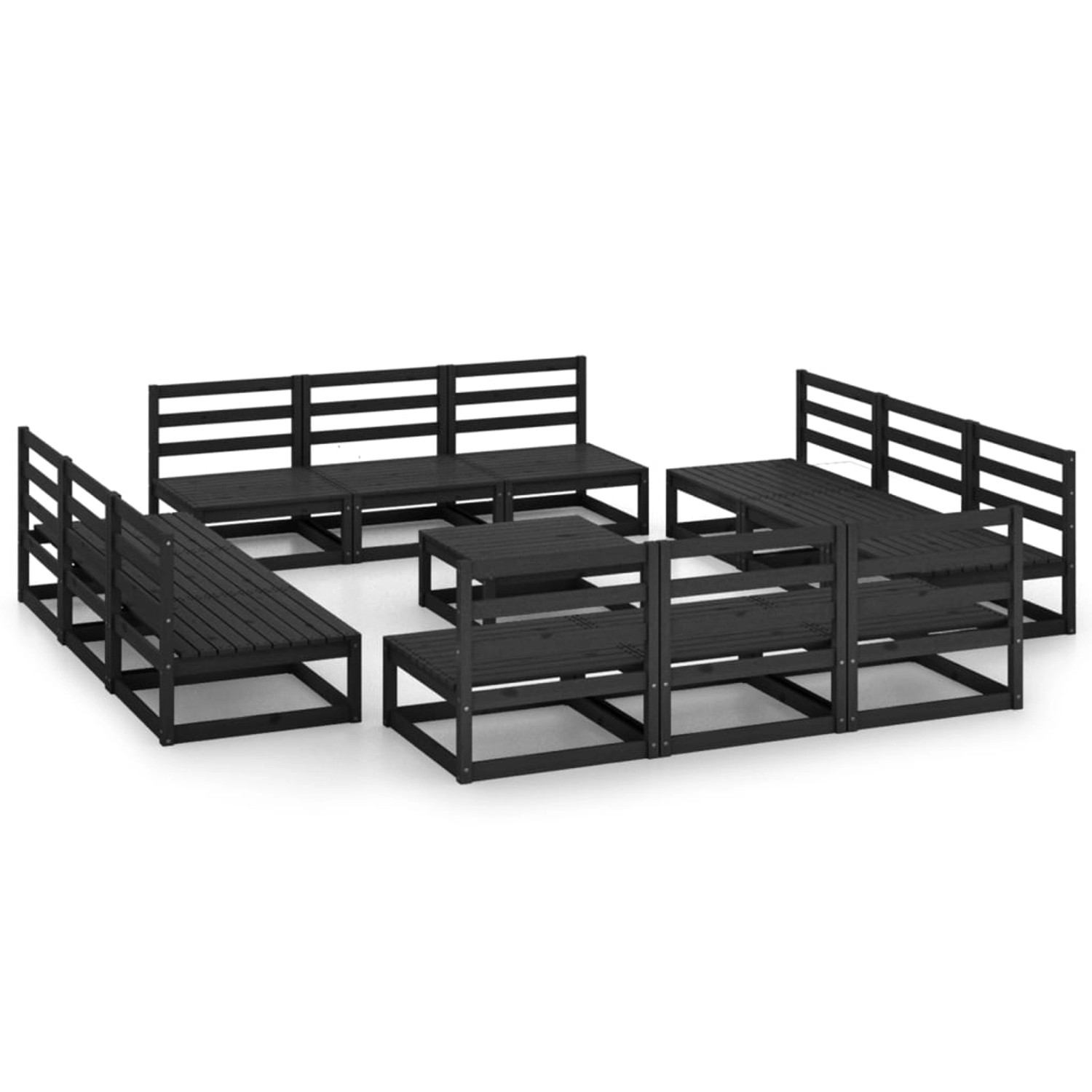 vidaXL 13-tlg Garten-Lounge-Set Schwarz Massivholz Kiefer Modell 1 günstig online kaufen