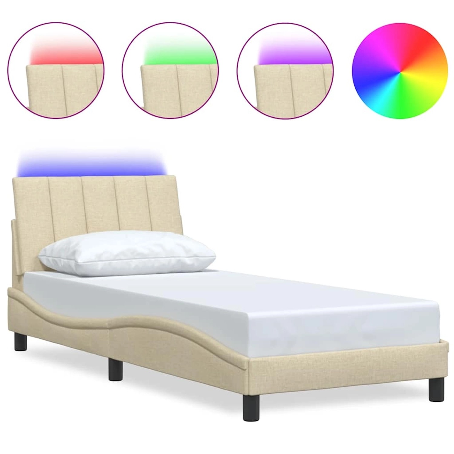 vidaXL Bettgestell ohne Matratze Hanko Creme 80x200 cm Stoff 3310424 günstig online kaufen