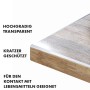 Detailansicht der transparenten, mattierten KARAT Tischfolie Imperial mit abgeschrägter Kante.