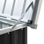 Detailaufnahme: Geöffnete furnicato Gartenbox in Anthrazit, robuste Universalbox für Gartenauflagen.