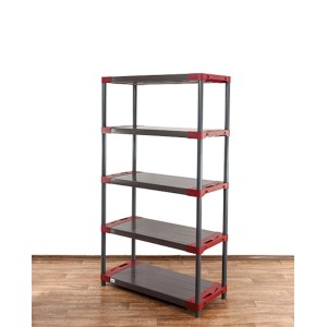 Grau-rotes Kunststoffregal Grey Bear Tall (180x100x46cm) mit 5 Böden, Fachlast 120kg.