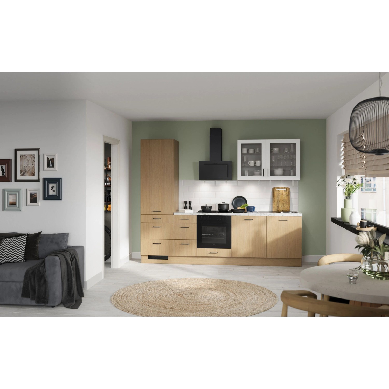 Impuls Küchen Küchenzeile IBZ42807B 280 cm Eiche-Nb. Summerfield