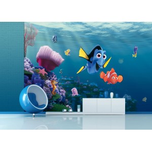 Disney Fototapete Findet Dorie, Unterwasserwelt mit Dorie und Nemo, 360x254 cm.
