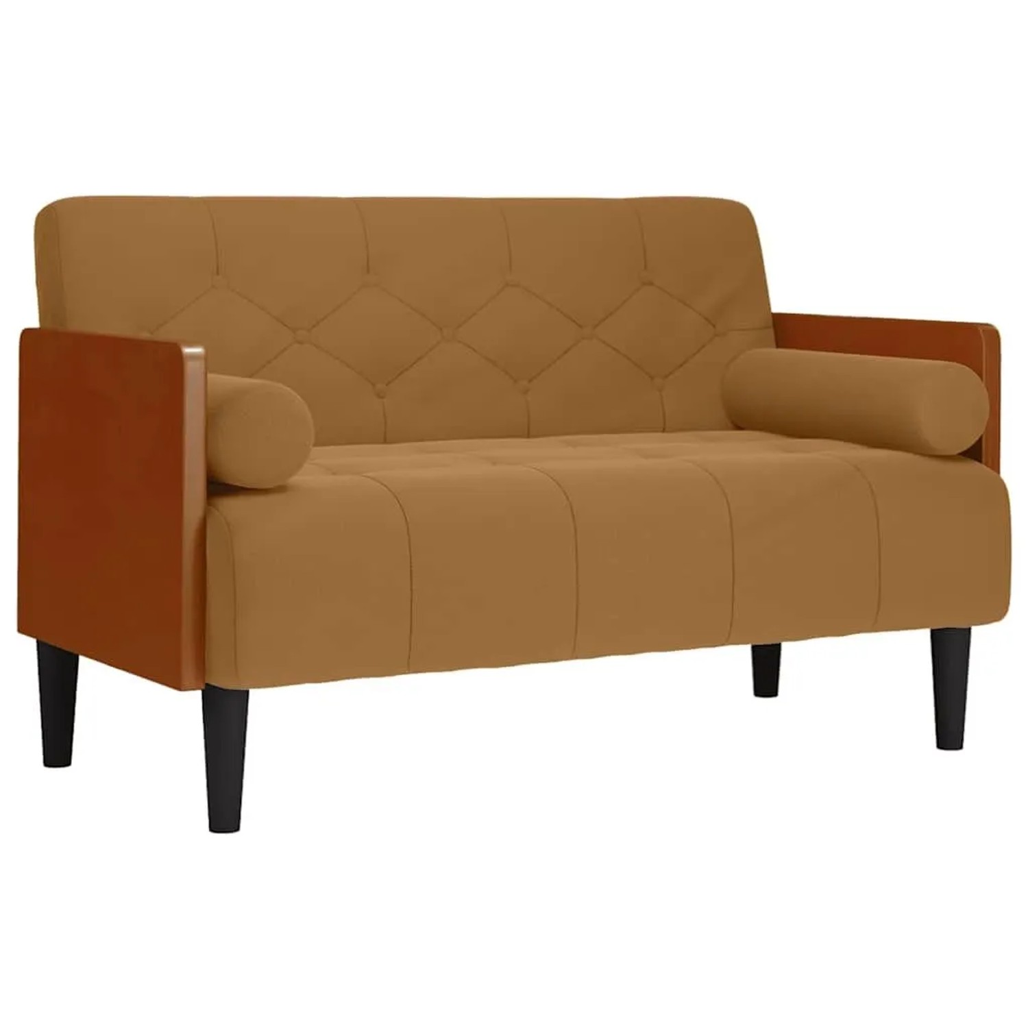 vidaXL Zweisitzer-Sofa mit Nackenrollen Braun 110 cm Samt 4100604 günstig online kaufen