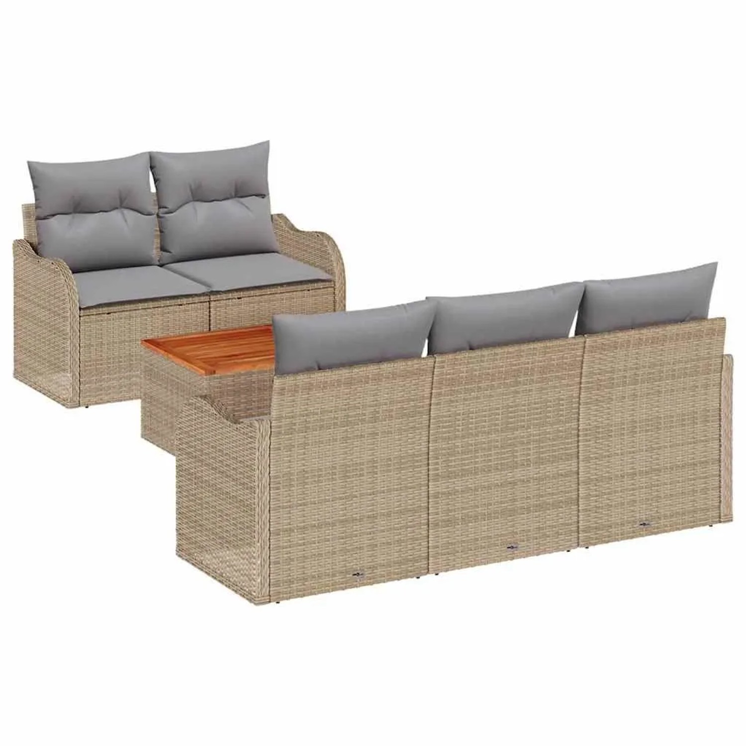 vidaXL Gartensofa-set 6-Tlg Beige und Hellgrau Poly-Rattan 3356061 günstig online kaufen