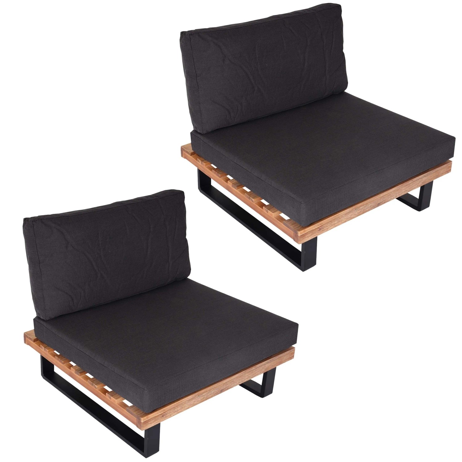 MCW Lounge-Sessel H54 2er-Set Hellbraun Polster Dunkelgrau günstig online kaufen