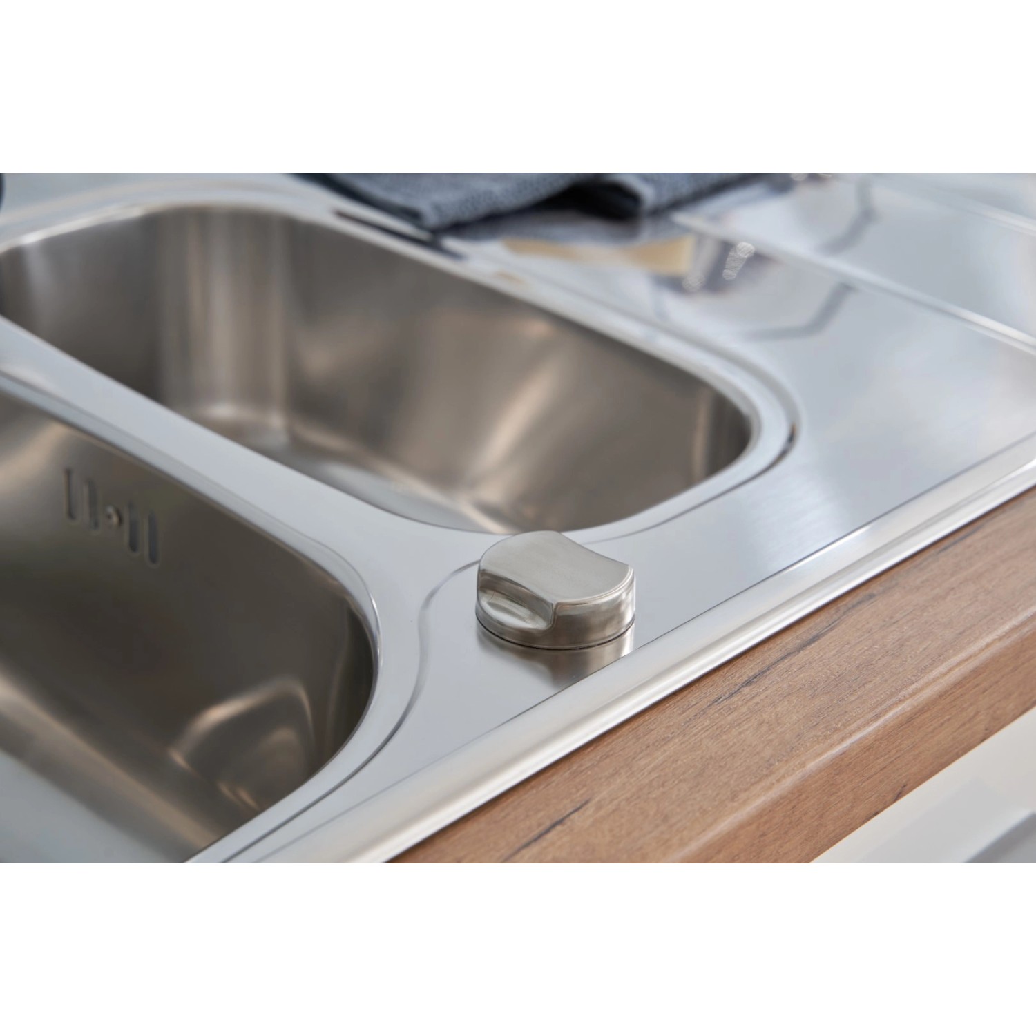 Respekta Einbauspüle Miami, 100x50 cm, Edelstahl, mit zwei Becken und Abdeckung.