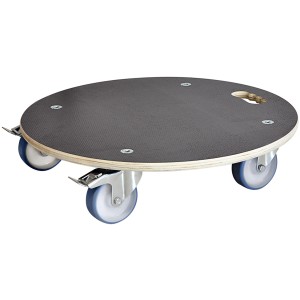 Dunkelbrauner Wagner Kübelroller MaxiGrip Ø 58 cm aus FSC®-Holz mit vier Rollen.