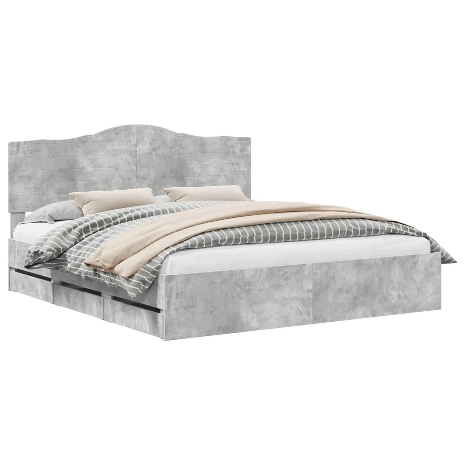 vidaXL Bettrahmen mit Kopfteil Beton Grau 180 x 200 cm Ingenieurs Holz 3413390