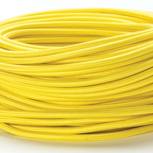 Gelbes 3-adriges Textilkabel als Meterware für Lampen und Leuchten.