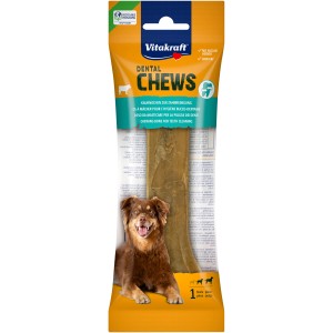 Vitakraft Dental Kauknochen M, 16cm, für Hunde zur Zahnpflege. Rinderhaut-Kauartikel im gelben Beutel.