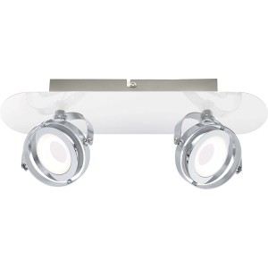 Moderner OBI LIGHTING LED 2er-Spot Montaro in Chrom-Optik mit schwenkbaren Spots.