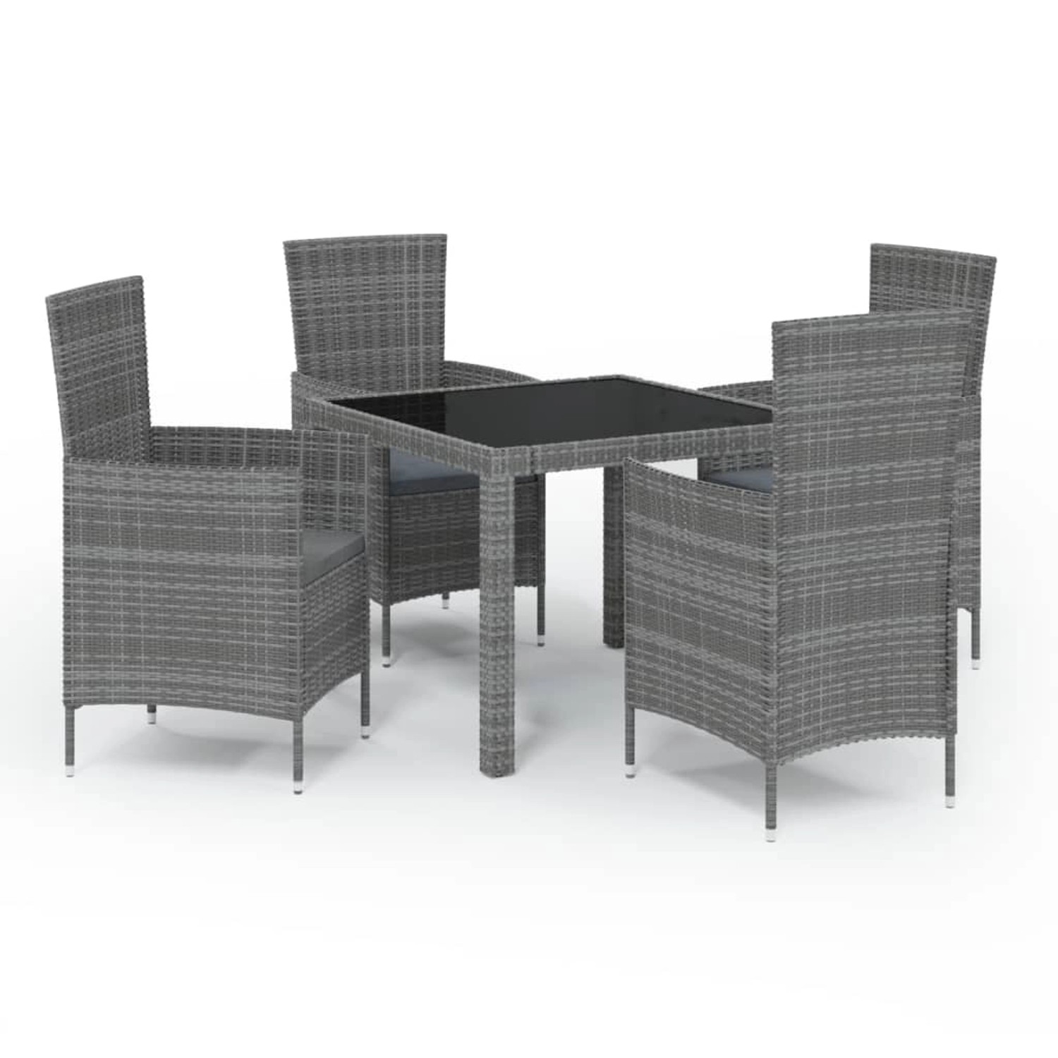 vidaXL 5-tlg Garten-Essgruppe mit Kissen Poly Rattan Grau Modell 15 günstig online kaufen