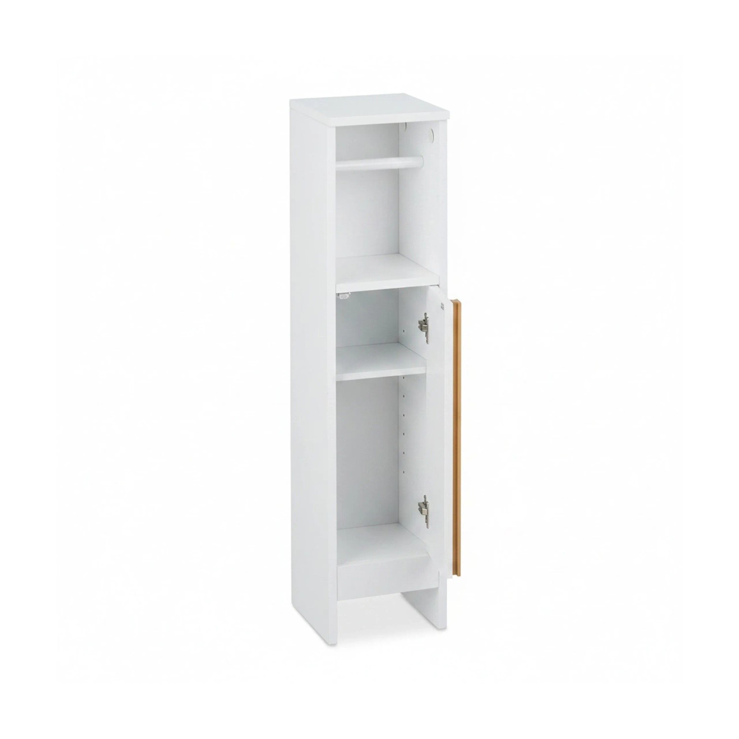 Relaxdays Toilettenpapierhalter MDF Bambus Weiß Mit Stauraum Magnetverschluss Höhenverstellbar 75,5 cm x 18,5 cm x 18,5 cm 4 kg