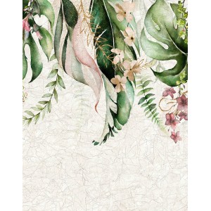 Marburg Fototapete Smart Art Gallery 5 mit floralem Muster in Grau-Grün.