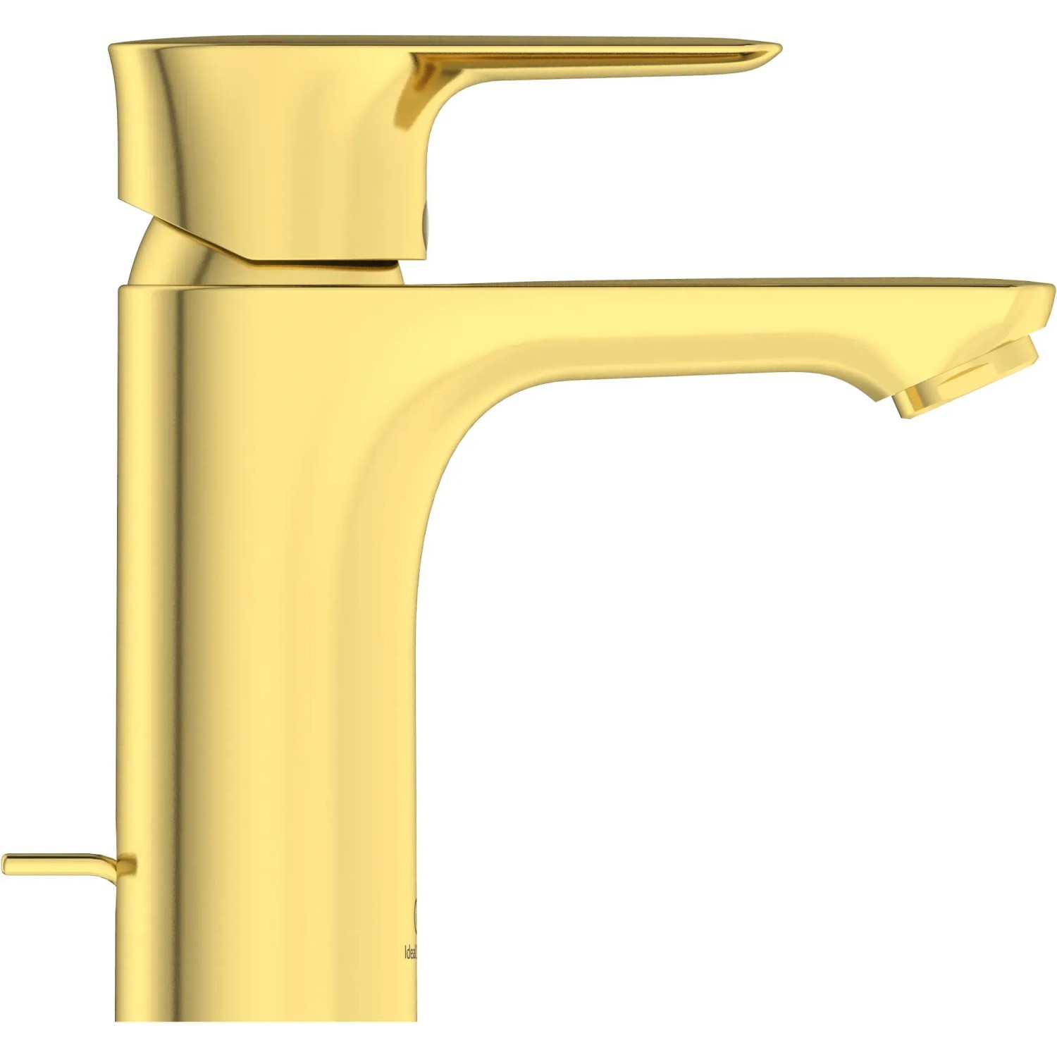 Ideal Standard Waschtischarmatur Connect Air in gebürstetem Gold für moderne Badezimmer.
