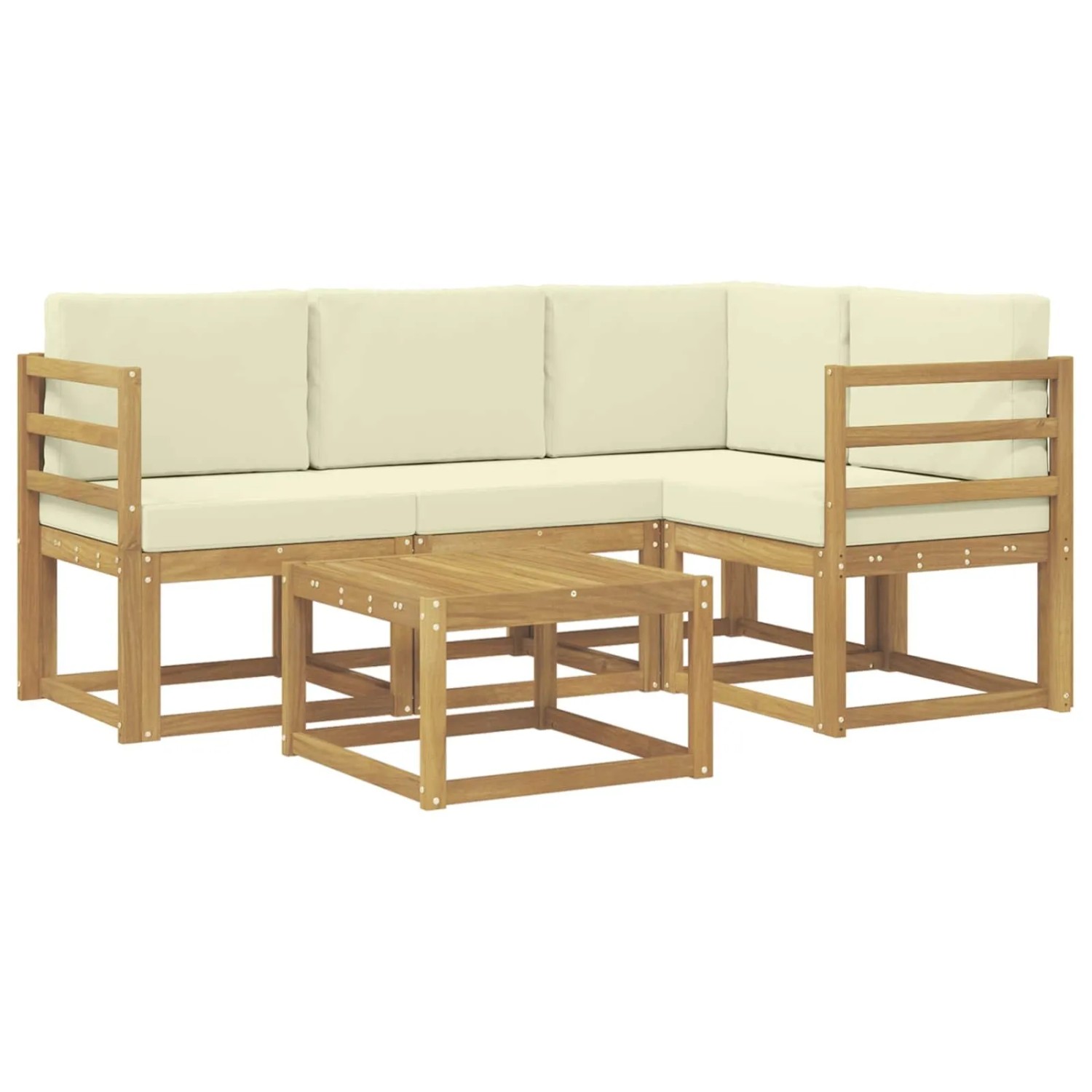 vidaXL Outdoor-Sofagarnitur mit Kissen 5-Tlg Weiß und Creme 3387579