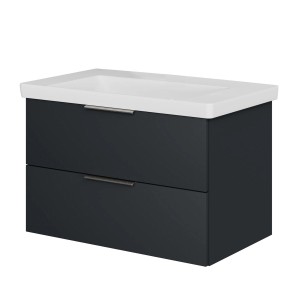 Steinkamp Waschtischunterschrank Living 2.0, schwarz matt, mit Villeroy & Boch Subway 3.0 Waschtisch.