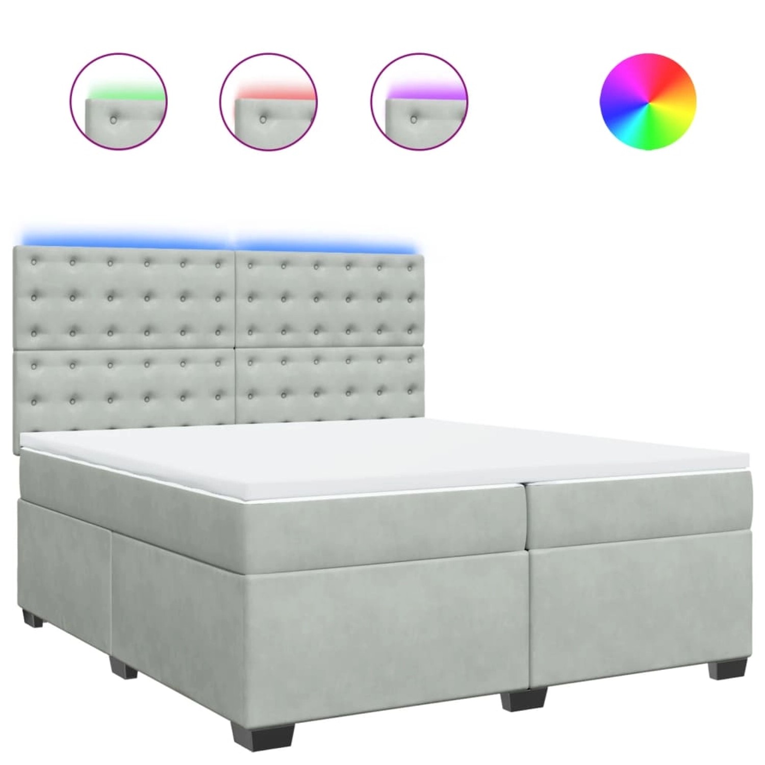 vidaXL Boxspringbett mit Matratze Hellgrau 200x200 cm Samt 3293314 günstig online kaufen