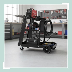 Relaxdays Schweißwagen Stahl Schwarz mit 3 Ebenen 83 cm x 37 cm x 70 cm