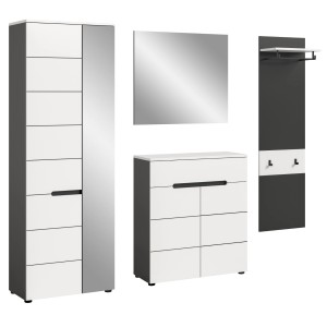 Inn.Furn Garderoben-Set 4-teilig in Weiß und Grau 220 cm Cooper