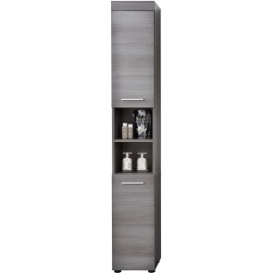 Trendteam Bad-Hochschrank RunnerMoon in Rauchsilber, 30 cm breit, mit offenen Fächern und Stauraum.
