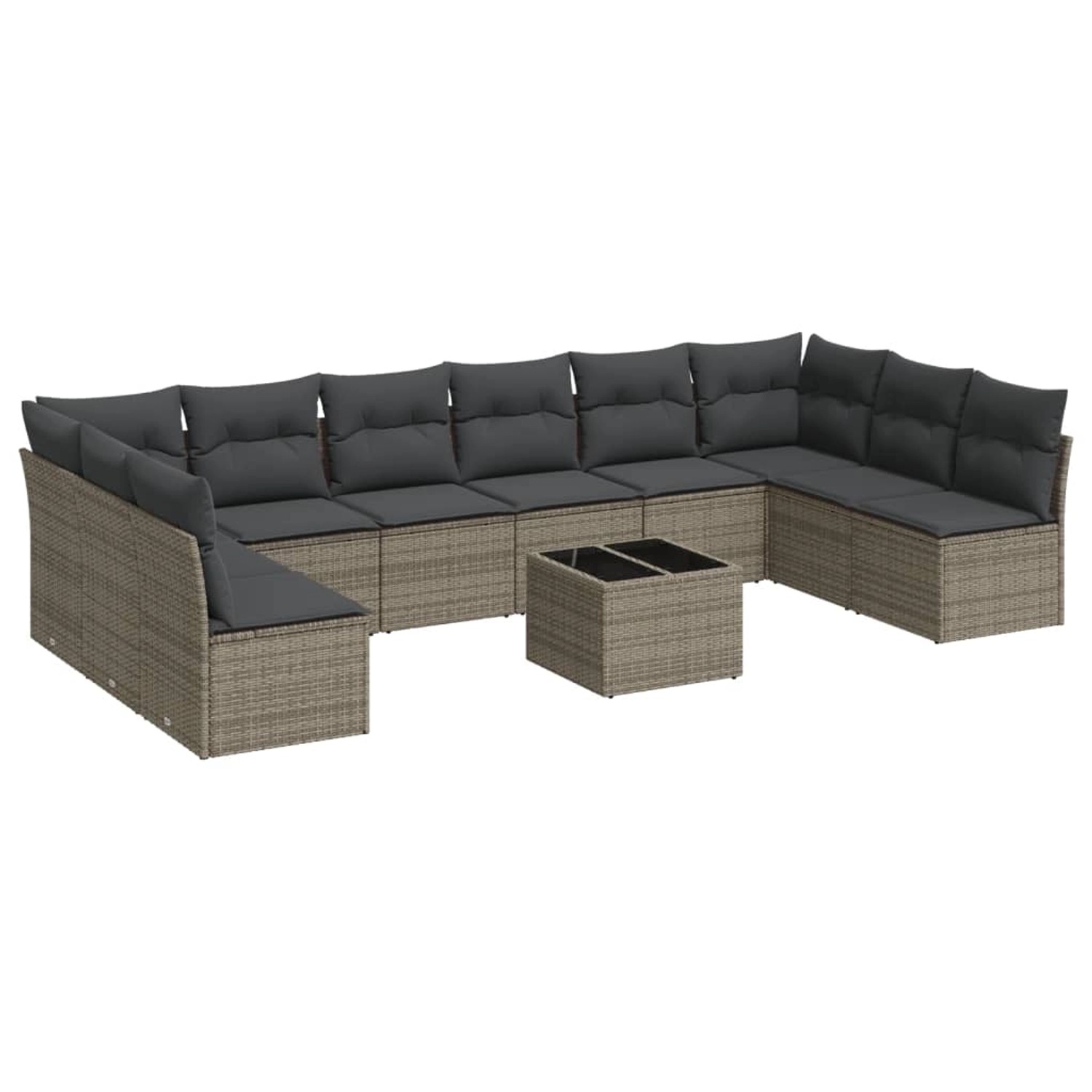 vidaXL 11-Tlg Garten-Sofagarnitur mit Kissen Grau Poly Rattan 3249939 günstig online kaufen