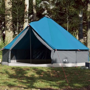 Blaues vidaXL Tipi-Familienzelt für 12 Personen. Wasserdichtes Campingzelt im Wald.