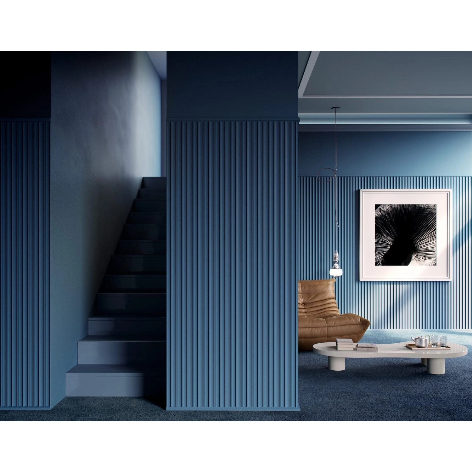 Graue NOEL & MARQUET NMC IL13-Box WALLSTYL Eckleisten (30m) im modernen Wohnraum.