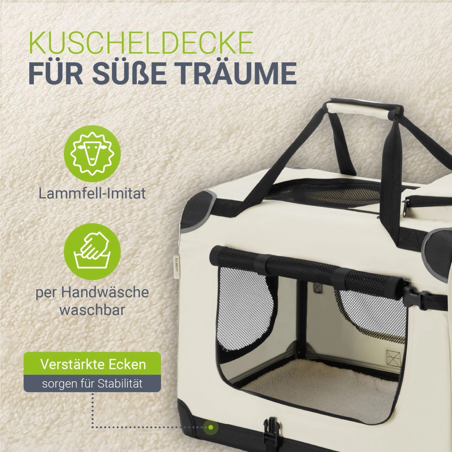 Juskys Faltbare Hundetransportbox Lassie XL Beige