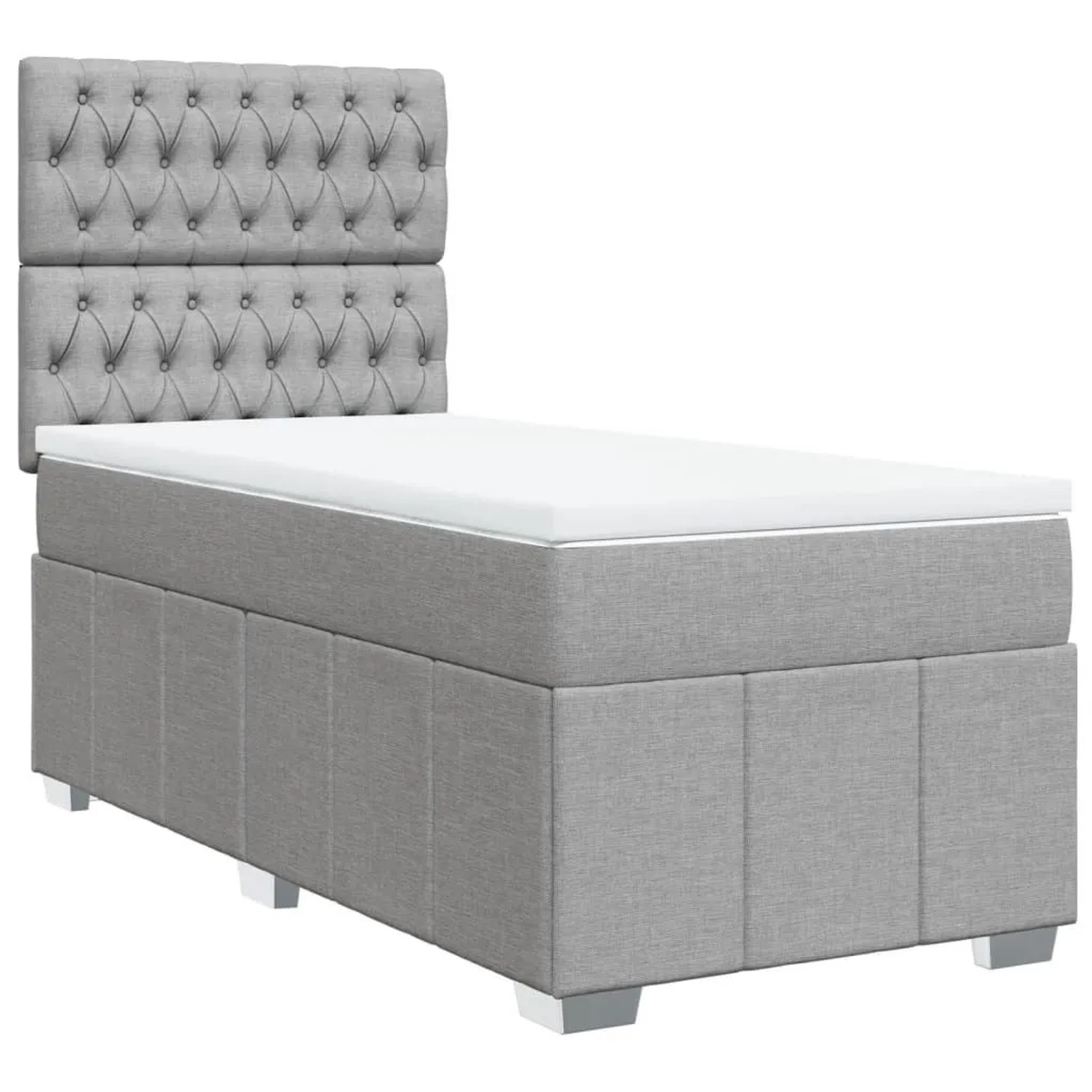 vidaXL Boxspringbett mit Matratze Hellgrau 90x190 cm Stoff 3293830