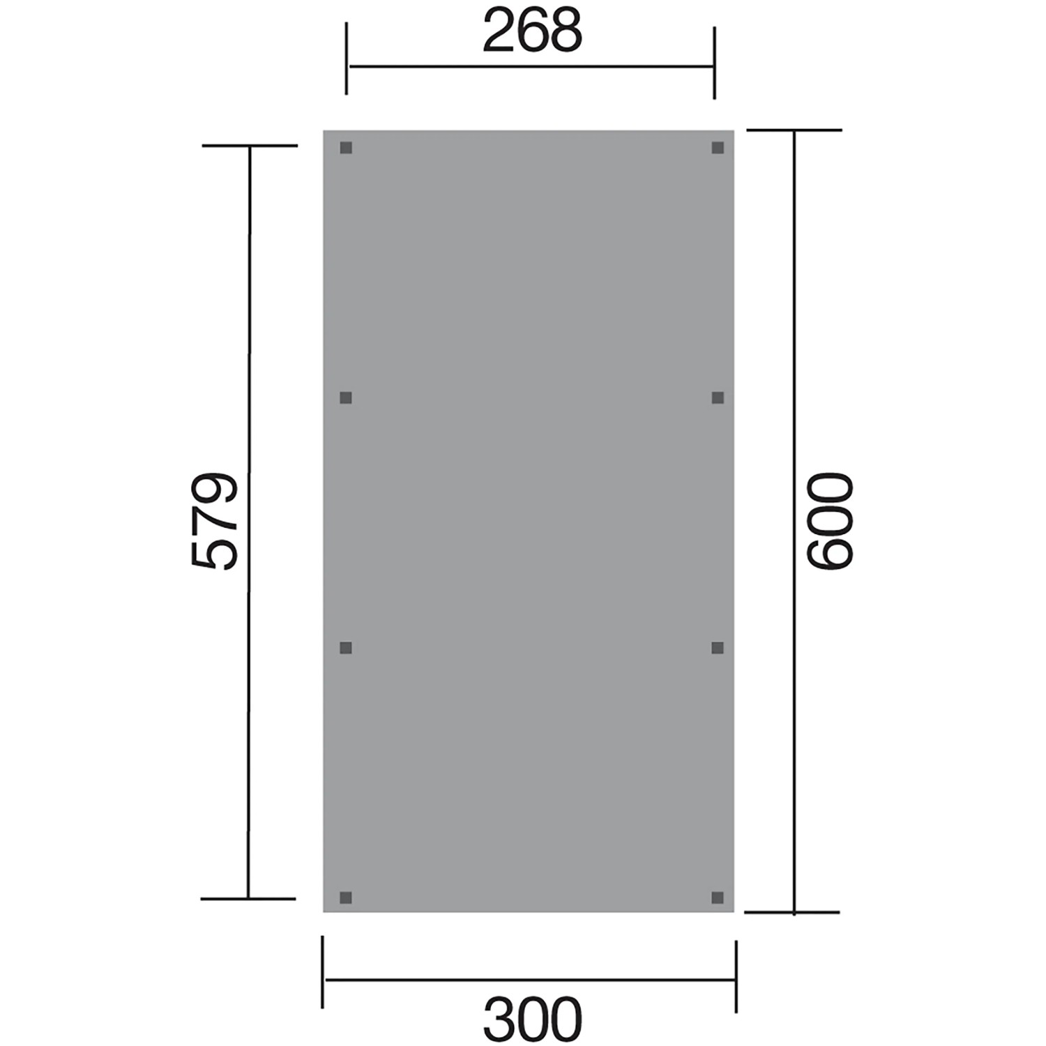 Skizze des Weka Einzelcarports 606 Gr.2, 300 x 600 cm, mit Maßangaben.