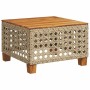 Beiger vidaXL Gartentisch aus Rattan mit Akazienholzplatte, Teil der Garten-Sofagarnitur.