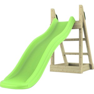 Rebo Rutsche Löwe, 175 cm, hellgrün, aus Holz mit Handgriffen für sicheres Spielen.