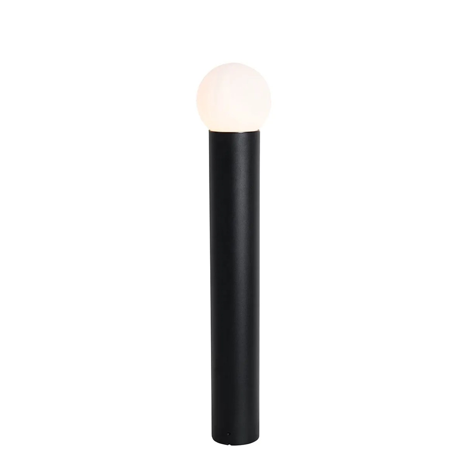 QAZQA Stehende Außenleuchte Schwarz mit Opalglas 80 cm IP44 Huma