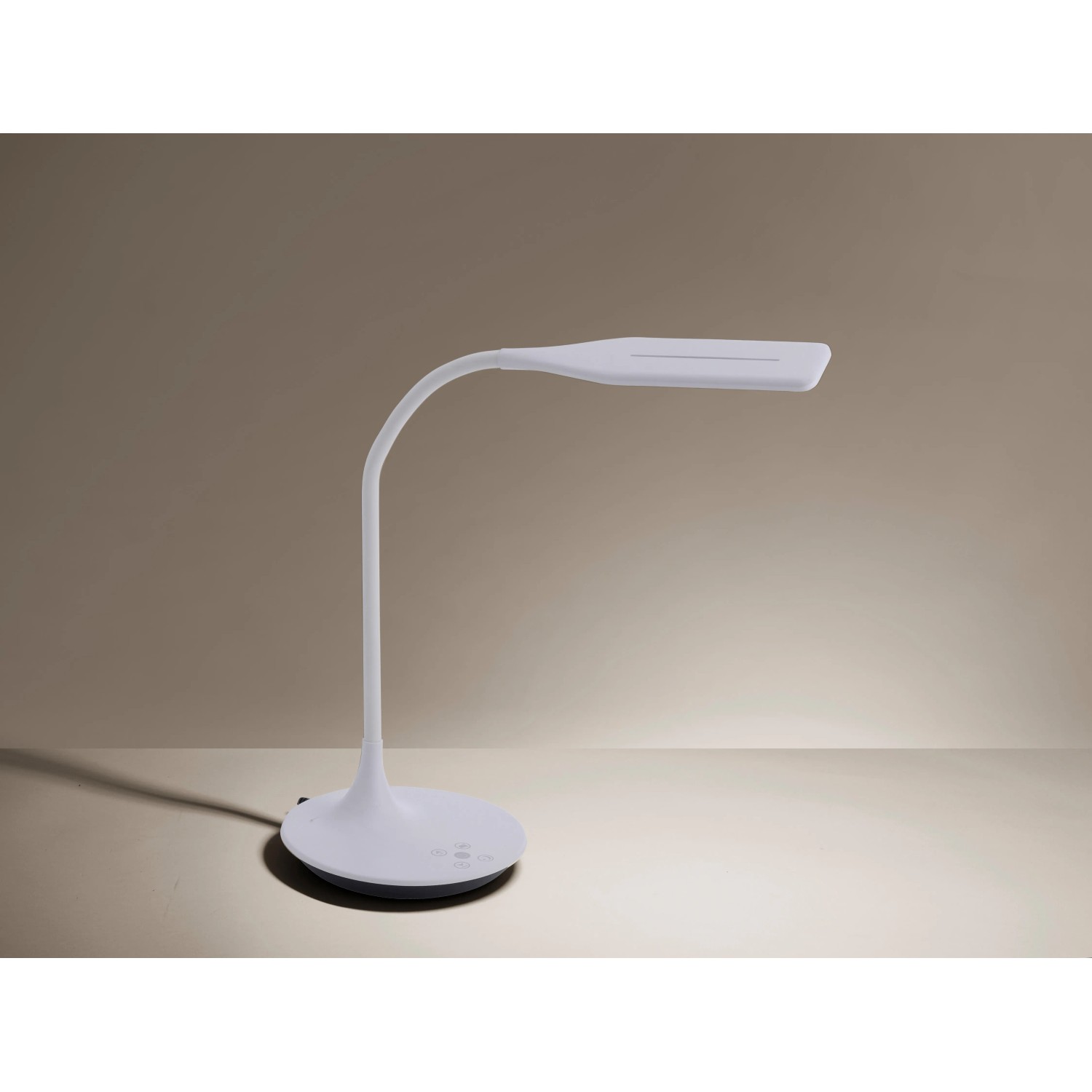 Weiße Just Light Tischleuchte Rafael, höhenverstellbar (30-67cm), mit Touchdimmer.