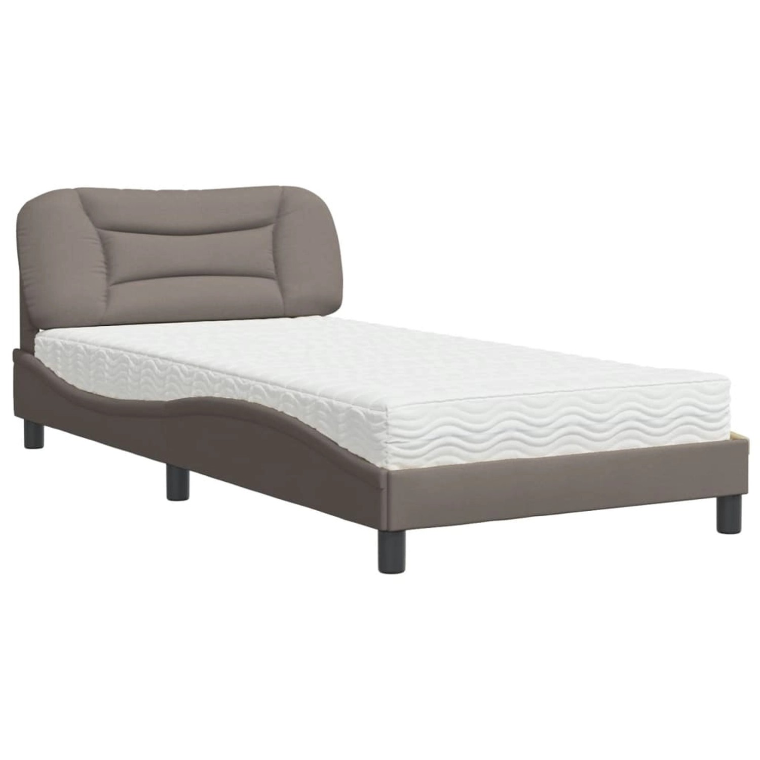 vidaXL Bett mit Matratze Hvar Taupe 100x200 cm Stoff 3208517