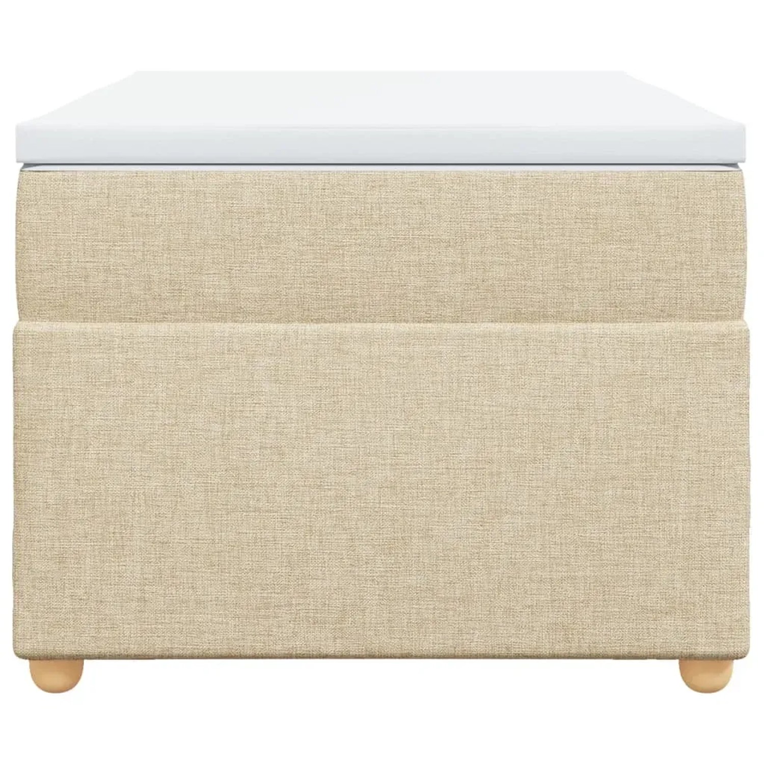 Cremefarbenes vidaXL Boxspringbett (90x190 cm) mit Matratze und Auflage.