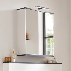 Fackelmann Spiegelschrank TE-A, 60 cm, weiß matt mit Beleuchtung. Badmöbel für moderne Badezimmer.