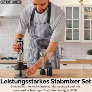 Steinborg SB-7070 Stabmixer Set mit Zerkleinerer 1500 Watt
