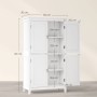 Weißer Vasagle Badezimmerschrank (30x60x110cm) mit offenen Türen und Innenmaßen.