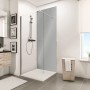 Hochglanz graue Schulte Duschrückwand DecoDesign ExpressPlus im Badezimmer.
