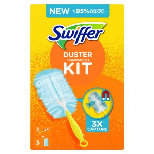 Swiffer Staubmagnet Set mit Staubwedel und 3 Staubtüchern für Reinigungsgeräte.