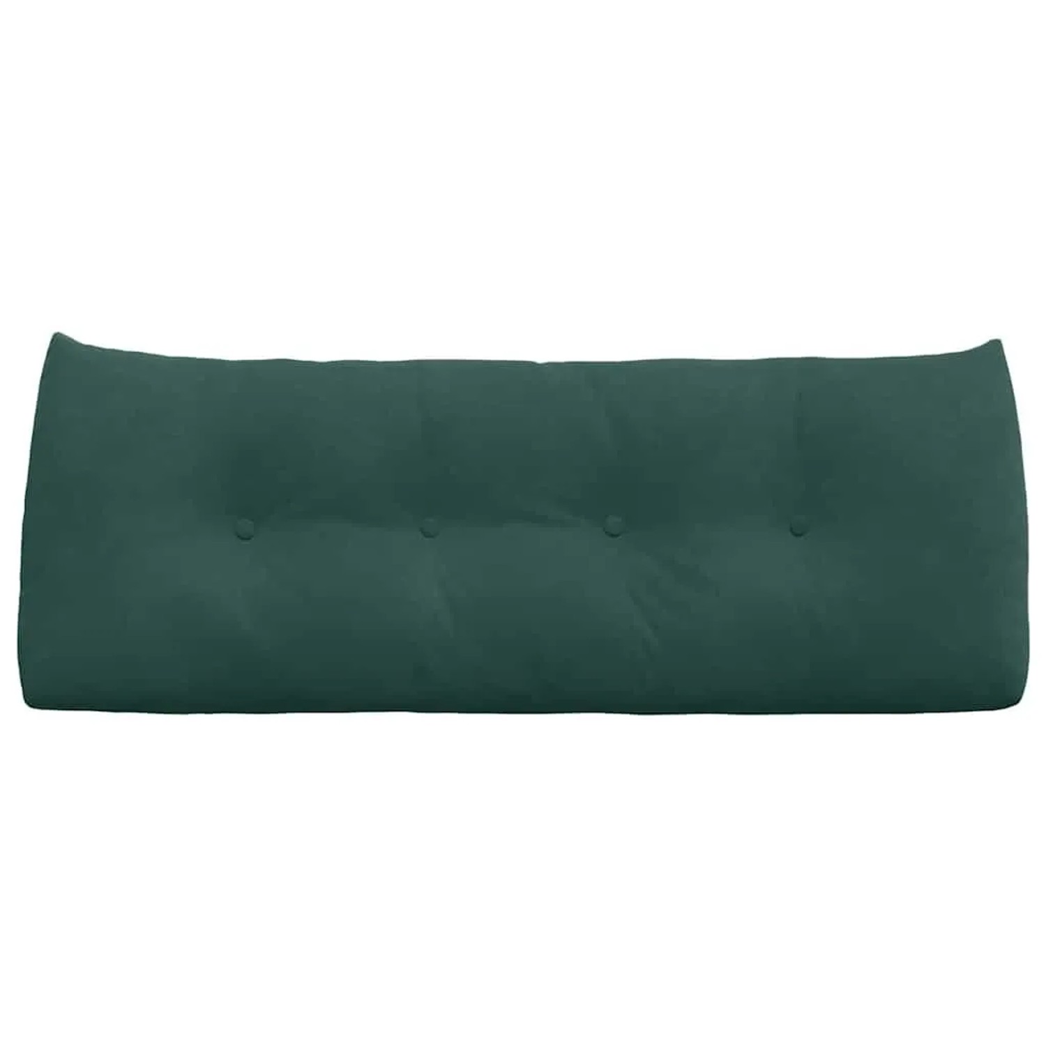 Dunkelgrünes Samt-Rückenkissen, 120 cm, mit dekorativer Knopfheftung. Ideal als Kissen für Sofa oder Bett.