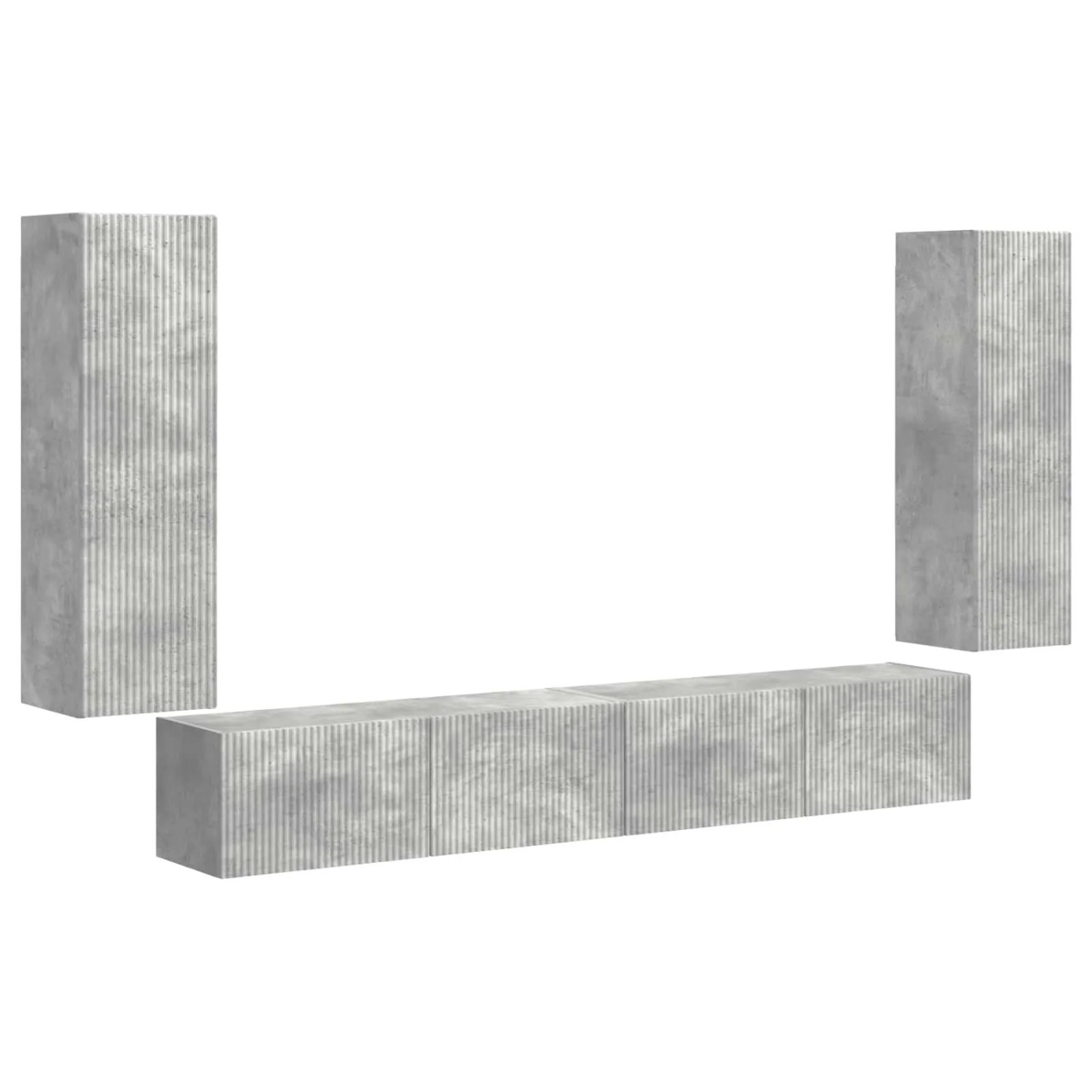 vidaXL TV-Wandregal-Set Wandmontiert 4 Stk Beton Grau Holzwerkstoff 3408928