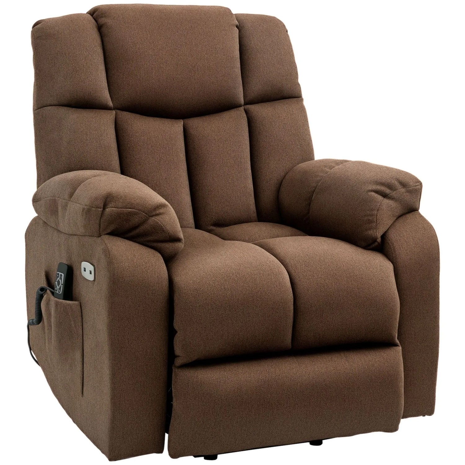HOMCOM Fernsehsessel mit Aufstehhilfe Polyester Stahl Braun 92L x 95B x 107H cm