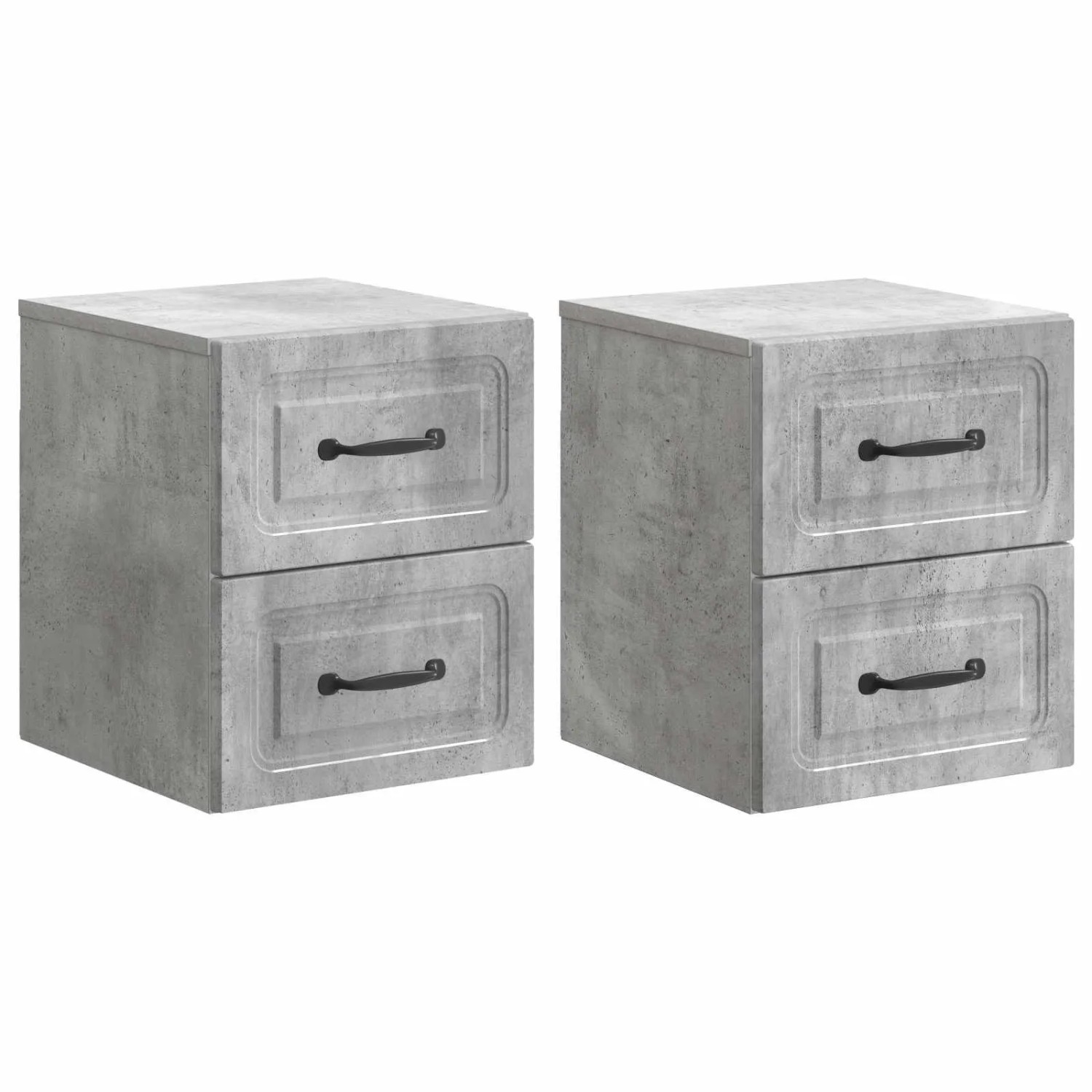 vidaXL Wandmontierter Nachttisch 2 Stk Betongrau 34,5 x 33 x 40 cm 899322