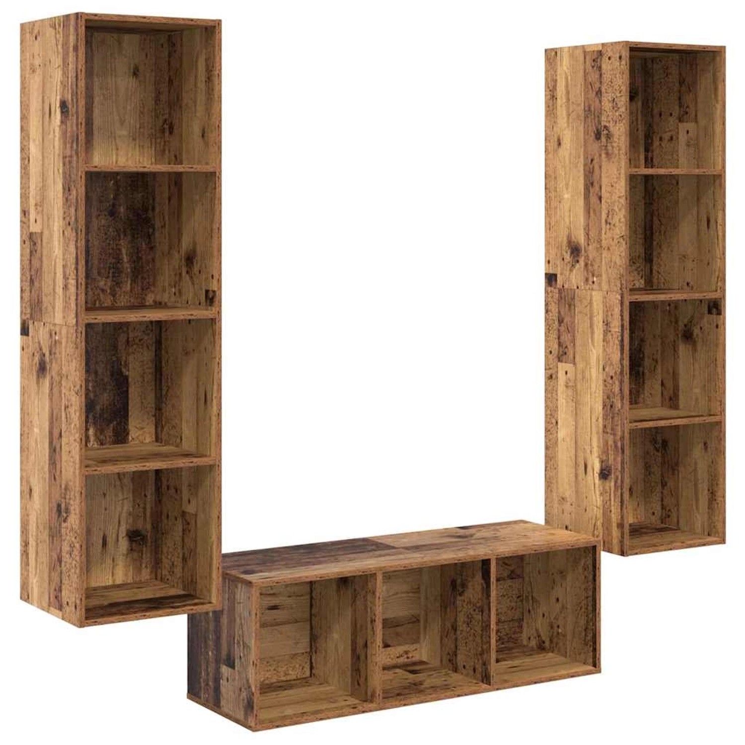 vidaXL TV-Schrank Set Wandmontiert 3-Tlg Altholz Holzwerkstoff 3393339 günstig online kaufen